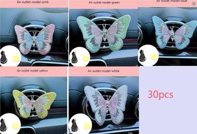 Moving Embroidery Butterfly Center Console Air Outlet Decoration Healing Series Car Accessories