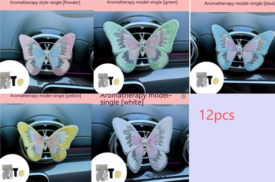 Moving Embroidery Butterfly Center Console Air Outlet Decoration Healing Series Car Accessories