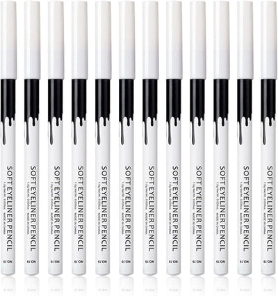 12 Piece White And Black Eyeliner Pencil Set  For Eyebrows, Eyeshadow And Lips. Includes Sharpener. Waterproof , Long-lasting