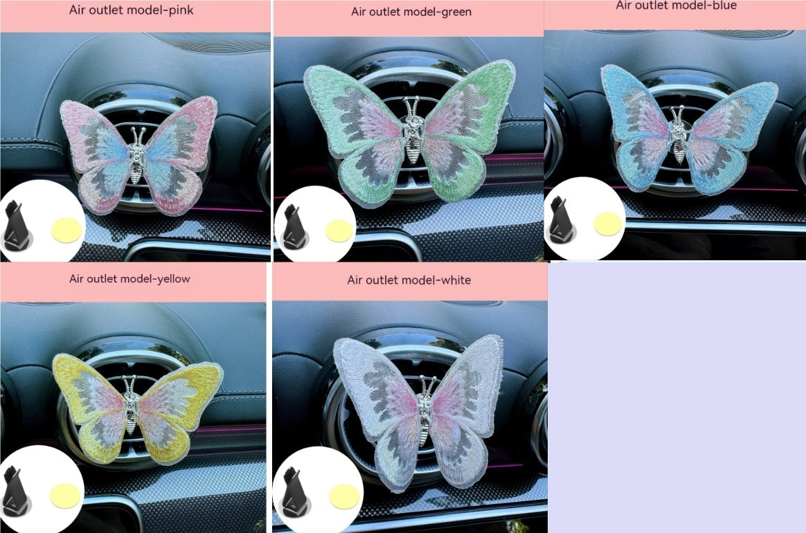 Moving Embroidery Butterfly Center Console Air Outlet Decoration Healing Series Car Accessories