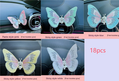 Moving Embroidery Butterfly Center Console Air Outlet Decoration Healing Series Car Accessories