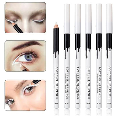 12 Piece White And Black Eyeliner Pencil Set  For Eyebrows, Eyeshadow And Lips. Includes Sharpener. Waterproof , Long-lasting