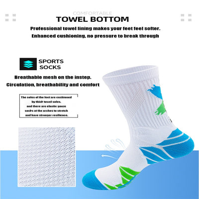 5 Pairs For Men Compression Running Socks Athletic Socks  With Cushion Basketball Sport Socks Anti-odor And Anti-slip For Running Fitness Hiking And Cycling