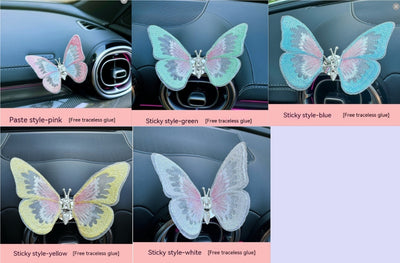 Moving Embroidery Butterfly Center Console Air Outlet Decoration Healing Series Car Accessories