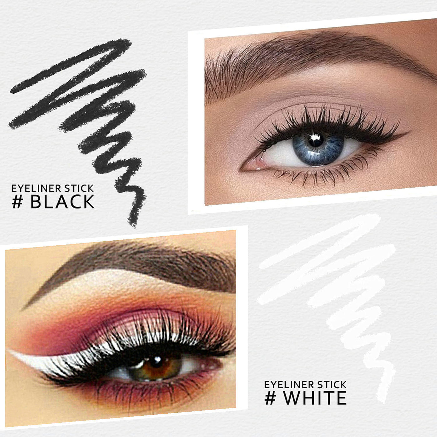 12 Piece White And Black Eyeliner Pencil Set  For Eyebrows, Eyeshadow And Lips. Includes Sharpener. Waterproof , Long-lasting