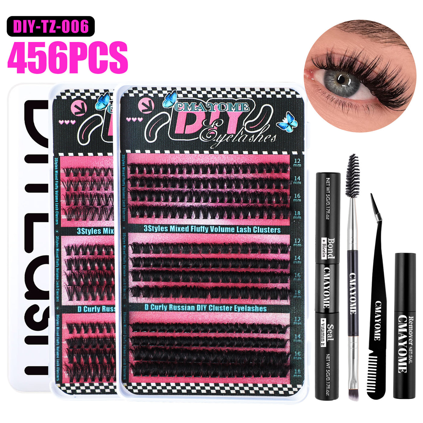 DIY 456 Clusters Large Capacity Eyelashes Assortment Pack