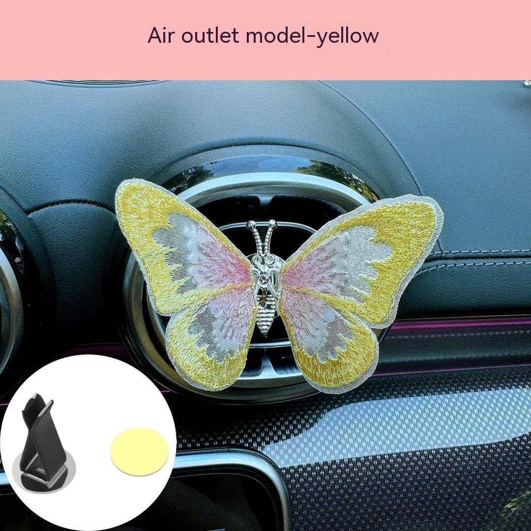 Moving Embroidery Butterfly Center Console Air Outlet Decoration Healing Series Car Accessories