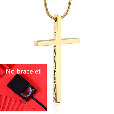 Personalized Men's Cross Pendant Snake Bones Chain Stainless Steel Necklace