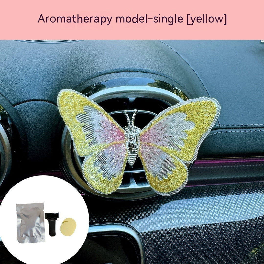 Moving Embroidery Butterfly Center Console Air Outlet Decoration Healing Series Car Accessories