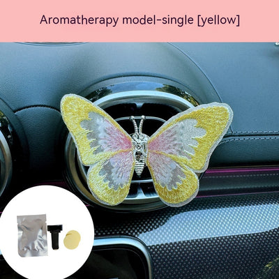Moving Embroidery Butterfly Center Console Air Outlet Decoration Healing Series Car Accessories