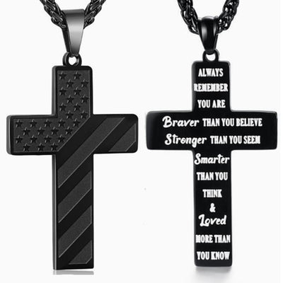 Cross Flag Necklace Letters High Sense Hip Hop