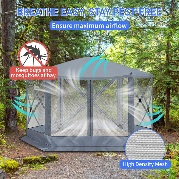 12X12ft Dark Gray Hexagonal Automatic Folding Tent