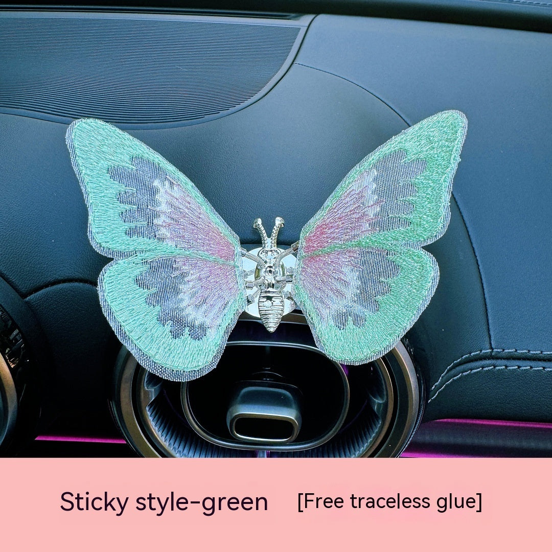 Moving Embroidery Butterfly Center Console Air Outlet Decoration Healing Series Car Accessories