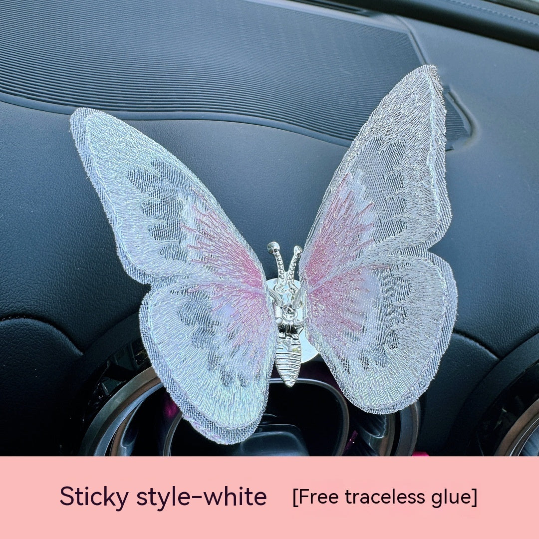Moving Embroidery Butterfly Center Console Air Outlet Decoration Healing Series Car Accessories