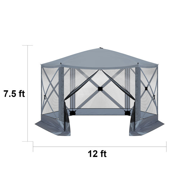 12X12ft Dark Gray Hexagonal Automatic Folding Tent